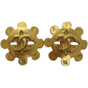 CHANEL Vintage Gold Logo Earrings
